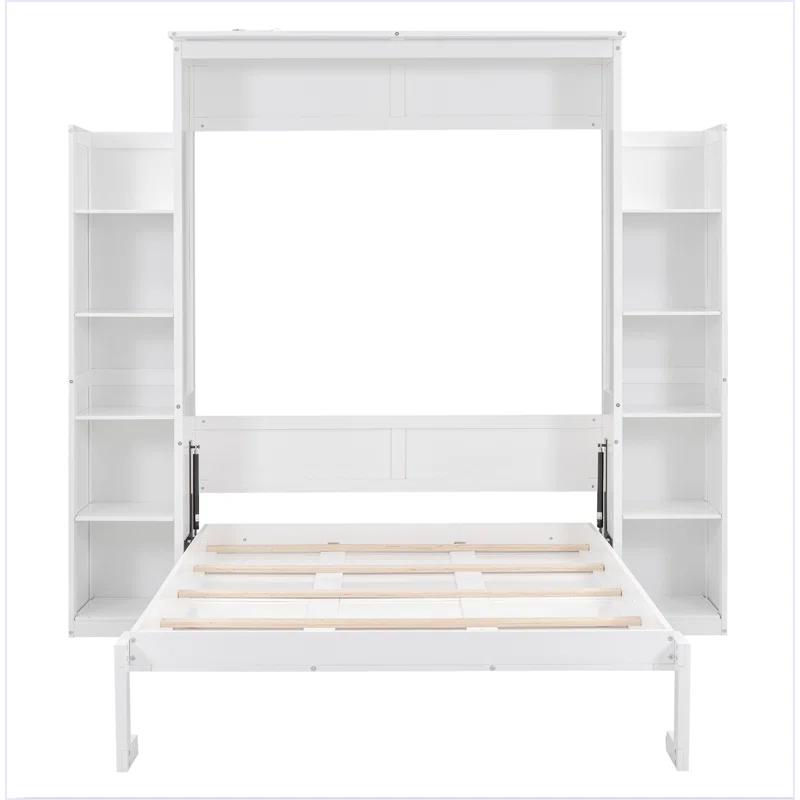 yuanhuan Full Size Murphy Bed Wall Bed With Shelves And LED Lights