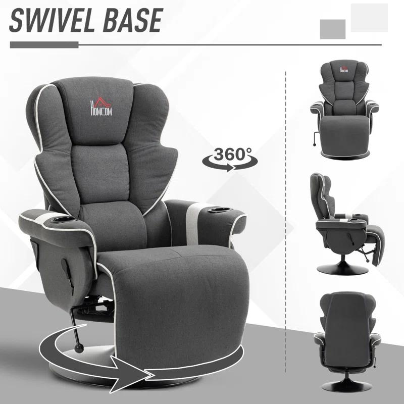 HomCom Faux Leather Manual Swivel Ergonomic Recliner | Wayfair
