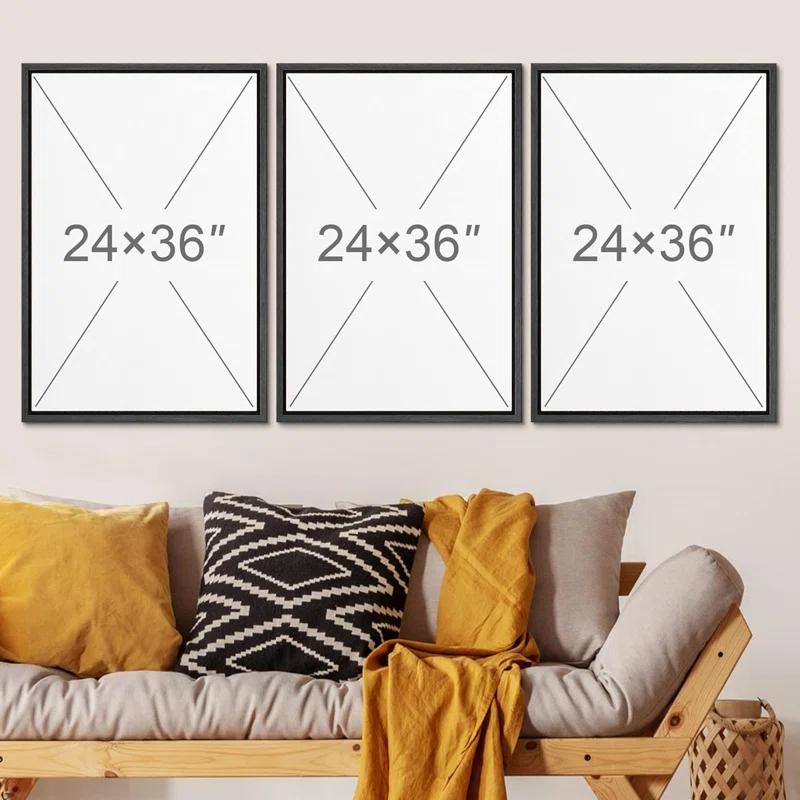 Mid-Century Modern Black And White Minimalist Abstract Home Decor Framed Wall Art Work Canvas Print