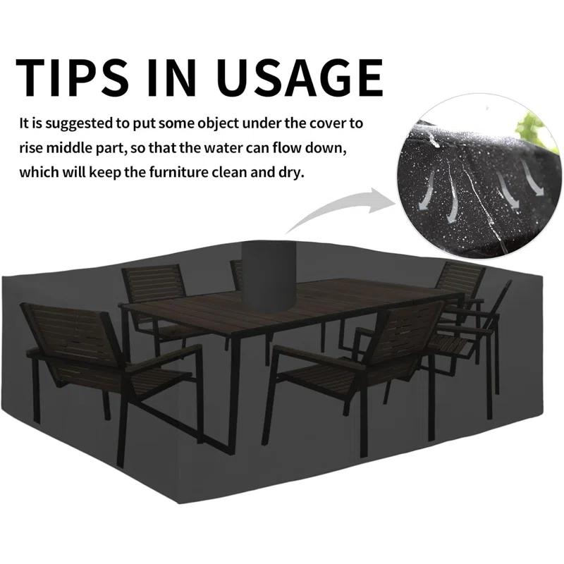 600D Heavy Duty Patio Furniture Cover, Outdoor Rectangular Table And Chair Set Cover, Waterproof Outdoor Sectional Set Cover (110"L X 84"W X 28"H, Black)