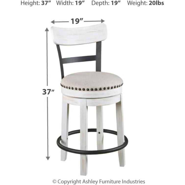 Gracie Oaks Design by Ashley Valebeck Modern Swivel Counter Height Barstool, Whitewash