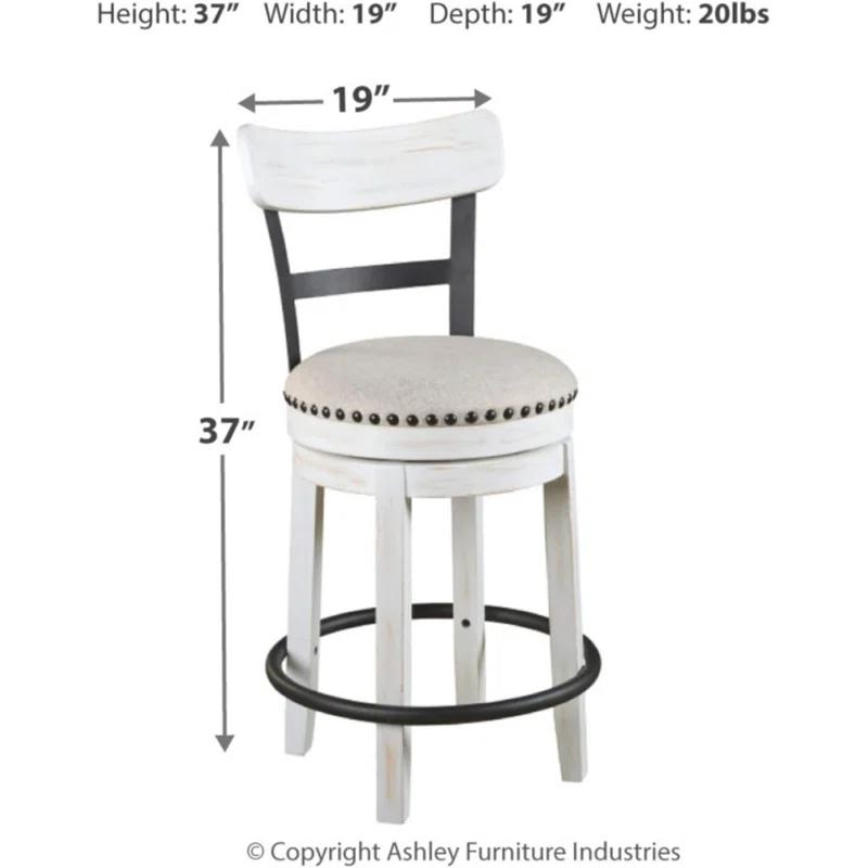 Gracie Oaks Design by Ashley Valebeck Modern Swivel Counter Height Barstool, Whitewash