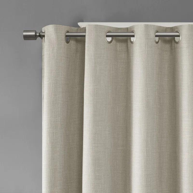 Madison Park Maya Printed Heathered Blackout Grommet Top Single Curtain Panel