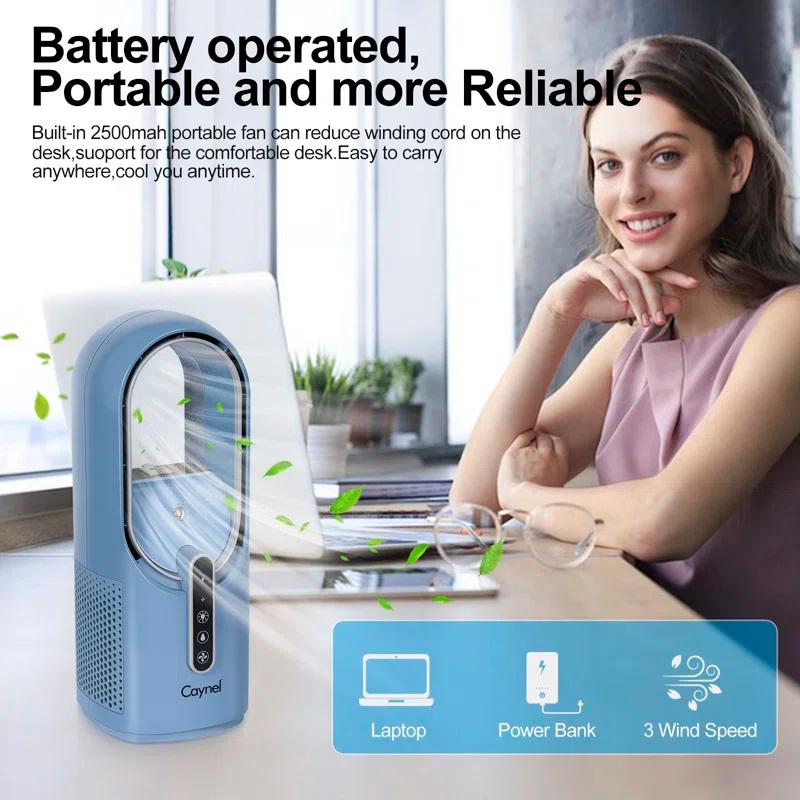 CAYNEL CAYNEL 11.8 Inch Portable Bladeless Desktop Personal Fan