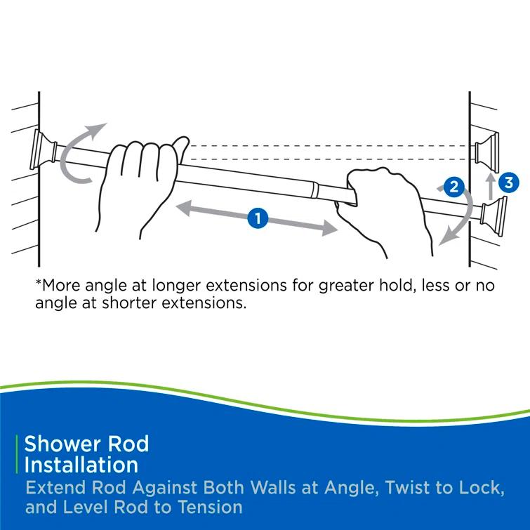 Kenney Twist & Fit No Tools Tension Shower Curtain Rod, 36-63" & Reviews | Wayfair