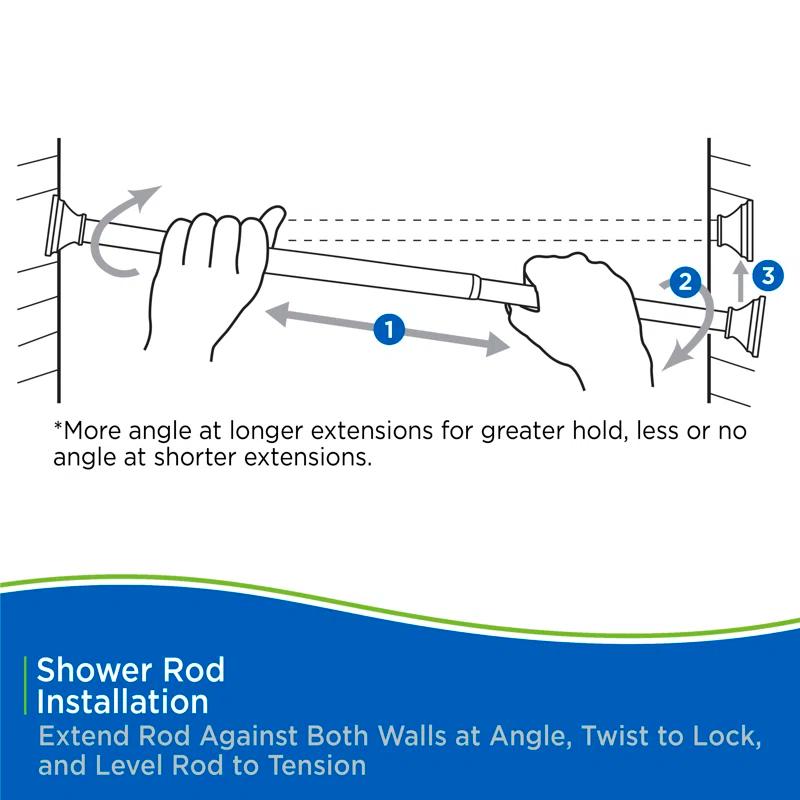 Kenney Twist & Fit Kenney Twist & Fit No Tools Tension Shower Curtain Rod, 42-72"