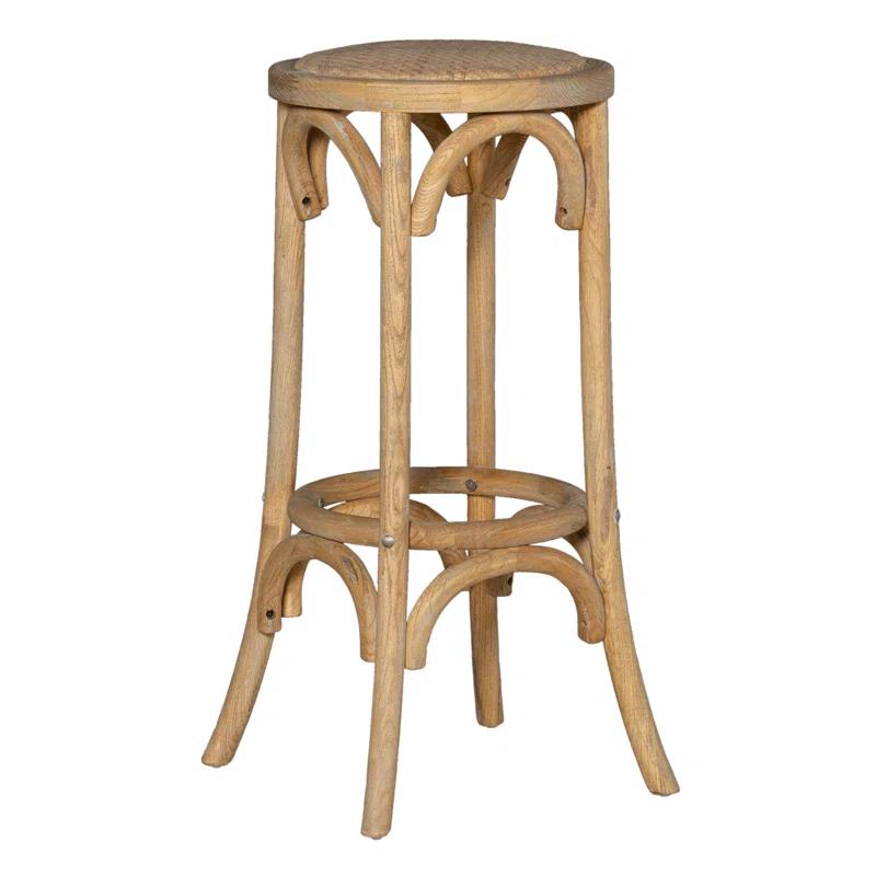 Dovecove Rae Round Rattan Seat Counter Stool with Solid Wood Frame