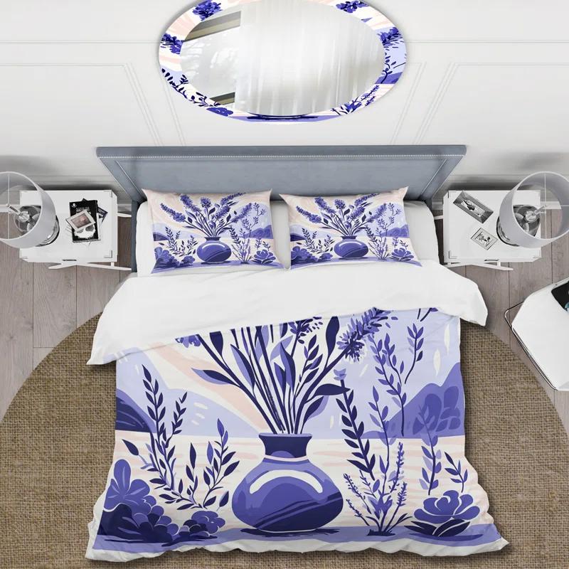 Design Art Purple Boho Pottery Blooms IV - Boho Pottery Duvet Cover Set