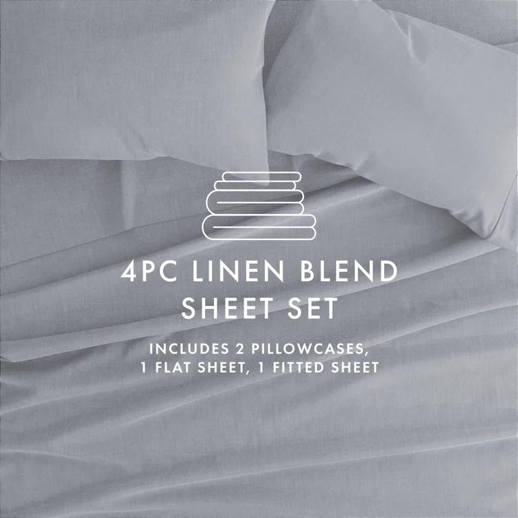 Linen Bamboo-Blend Breathable Luxury Bed Sheet Set