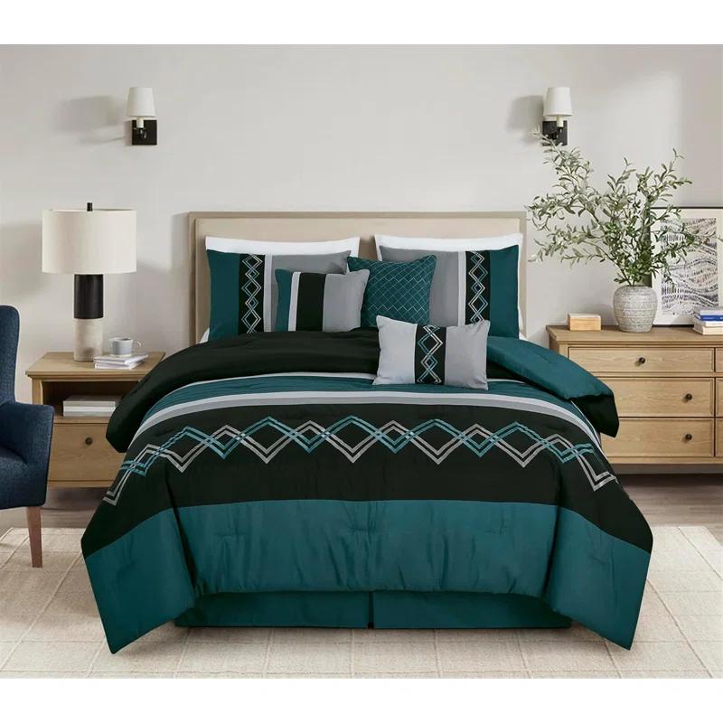 Chezmoi Collection Microfiber Modern & Contemporary 7 Piece Comforter Set