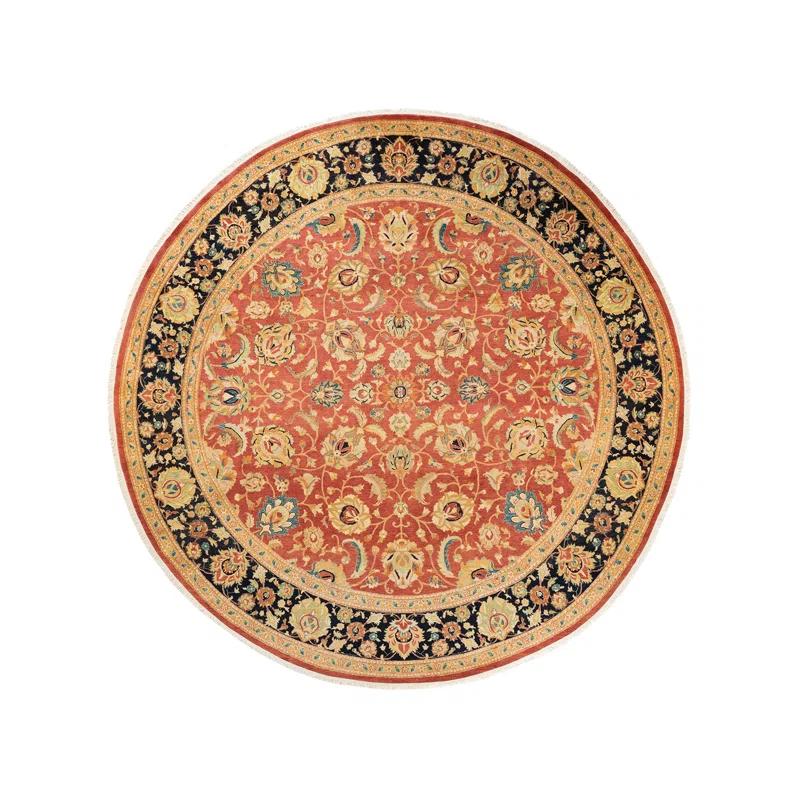 Isabelline Veeru One-of-a-Kind 9' 1" X 9' 1" 2010s Round Wool Area Rug in Orange