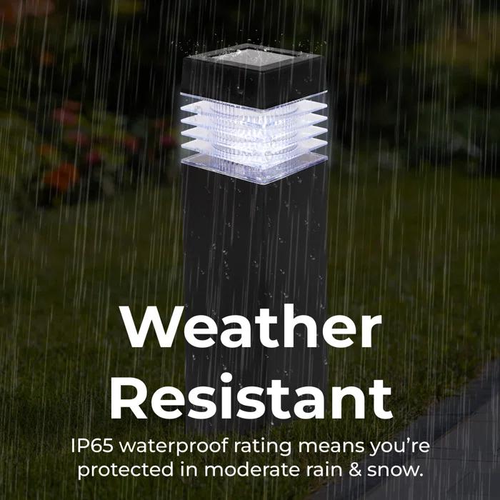 Techko Solar Square Bollard Pathway Lights – Small (4-Pack) (Set of 4)