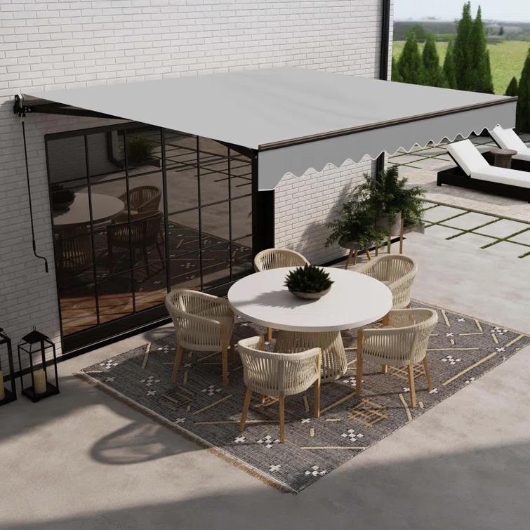 ALEKO Motorized Retractable Patio Awning- Black Frame