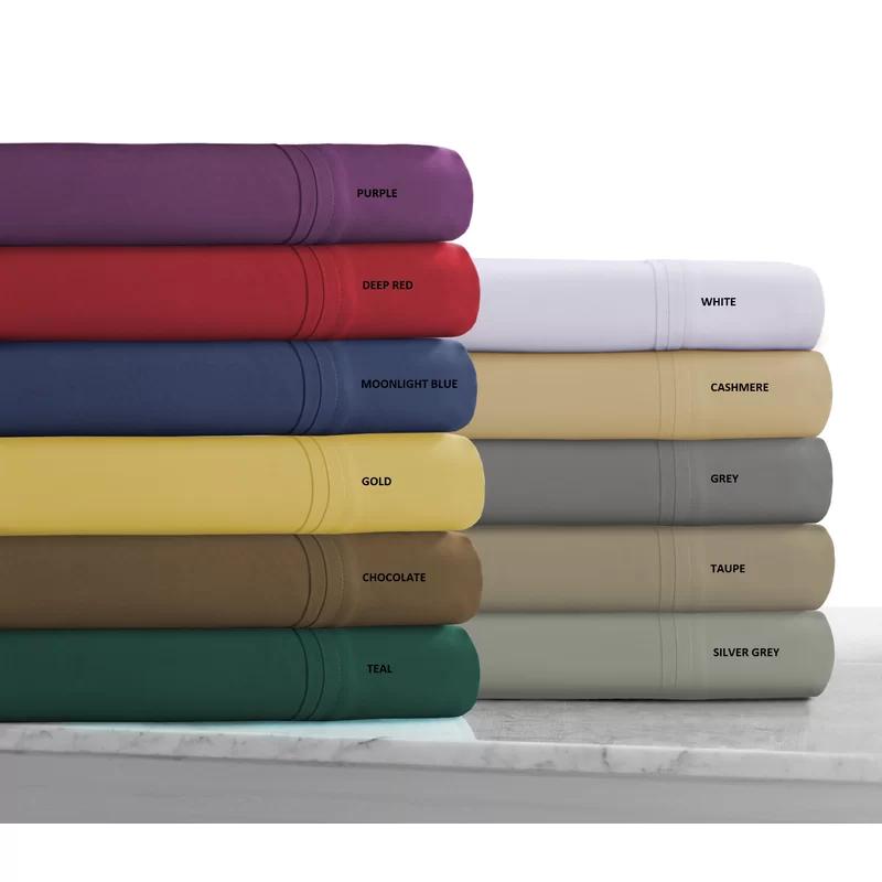 Twin Dark Beige Solid Microfiber Deep Pocket Sheet Set