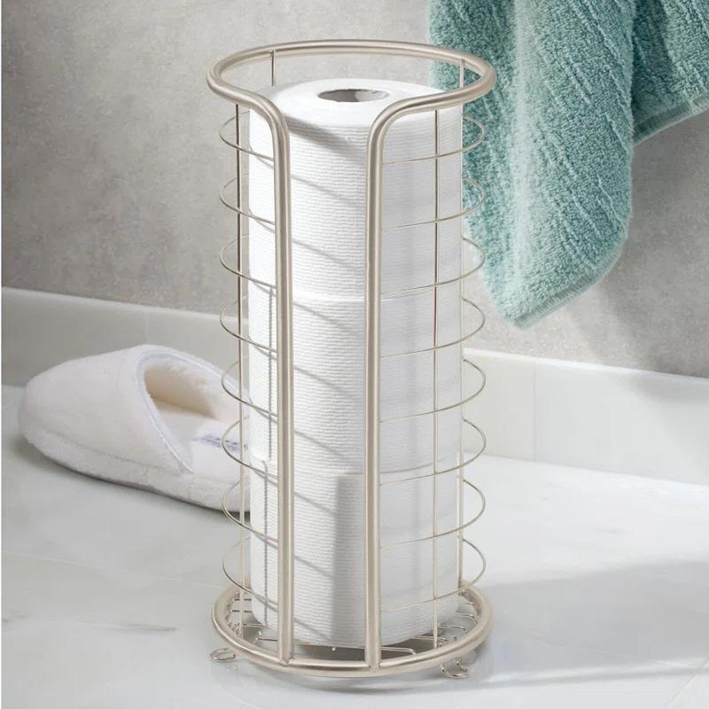 mDesign Metal Toilet Paper Holder Stand, Freestanding 3 Roll Reserve