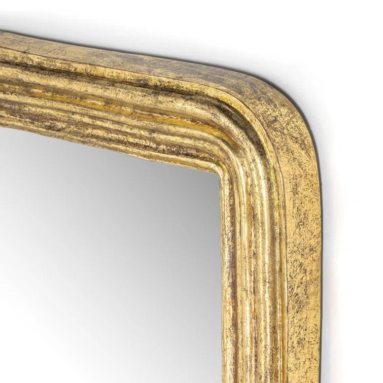 Rectangular Gold Leaf Wood Wall Mirror