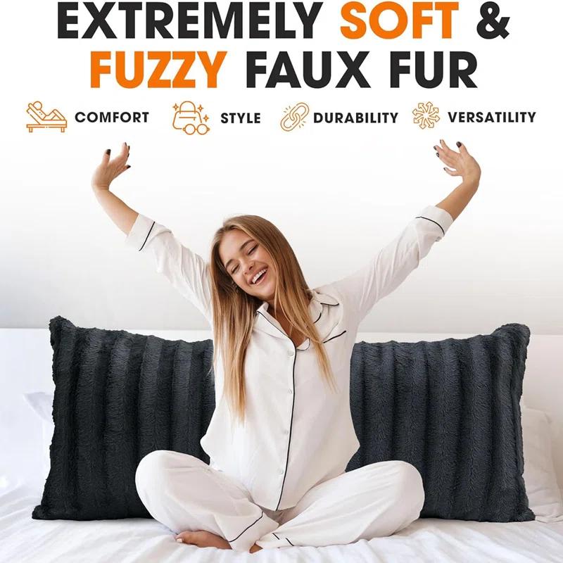 Cheer Collection Faux Fur Throw Pillow