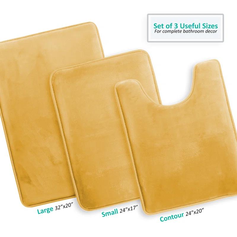 Aighan 3 Piece Ultra Soft and Absorbent Memory Foam Bath Rug Set with Non-Slip Backing