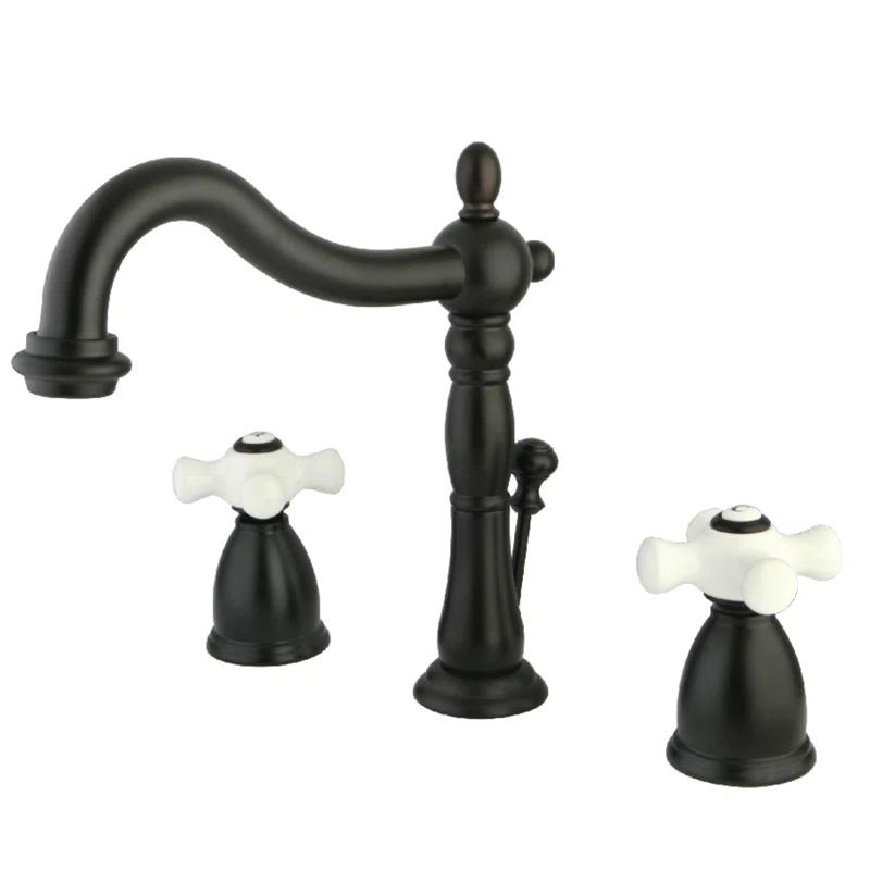 Kingston Brass KB1975PX Kingston Brass Heritage Two-Handle 3-Hole Deck Mount Widespread Bathroom Faucet with Pop-Up Drain