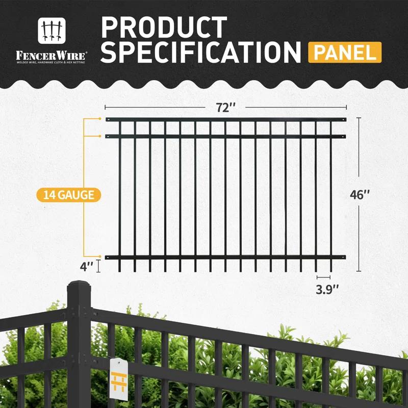 Fencer Wire Fencer Wire 4/ 5/ 6FT H X 6FT W Heavy Duty Flat Top Fence Barrier Panel, Anti-Rust Metal Fencing Panel