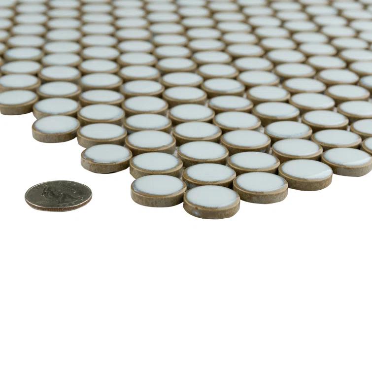 Merola Tile Hudson Penny Round 11-7/8 " x 12-5/8 " Porcelain Mosaic Floor & Wall Tile