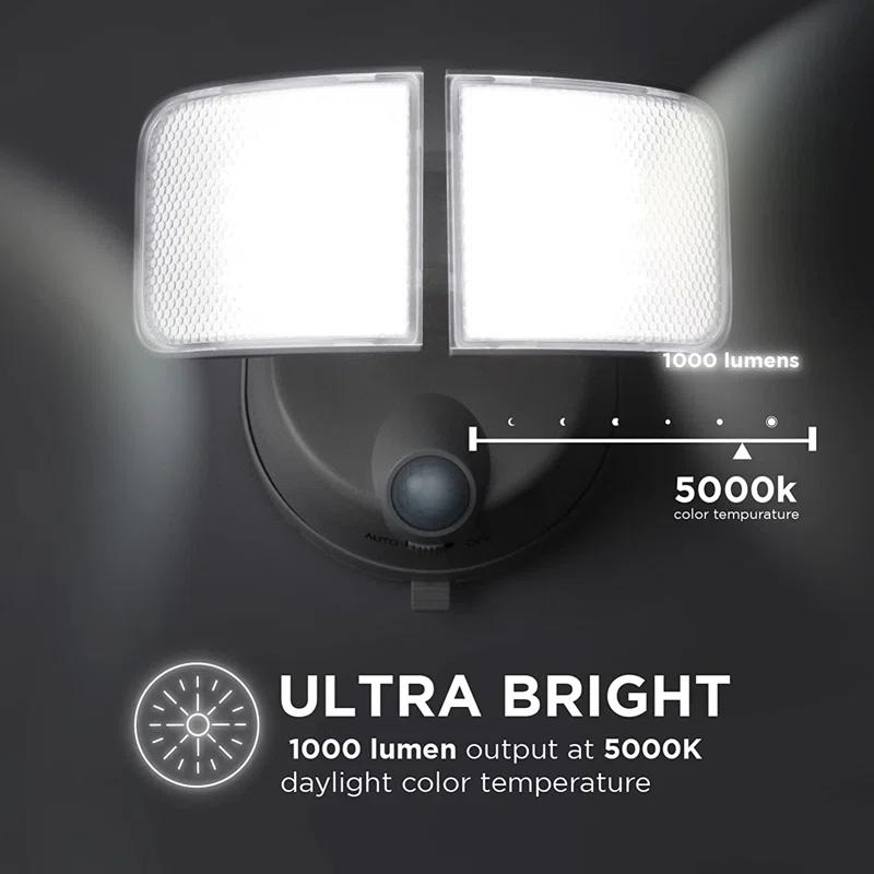 Home Zone Security 2 - Head LED Battery Powered Outdoor Security Flood Light with Motion Sensor