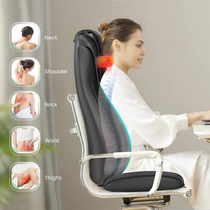 Snailax Shiatsu Full Body Chair Seat Massager, Neck Back Chair Pad with Compression & Heat. SL-229 | Wayfair