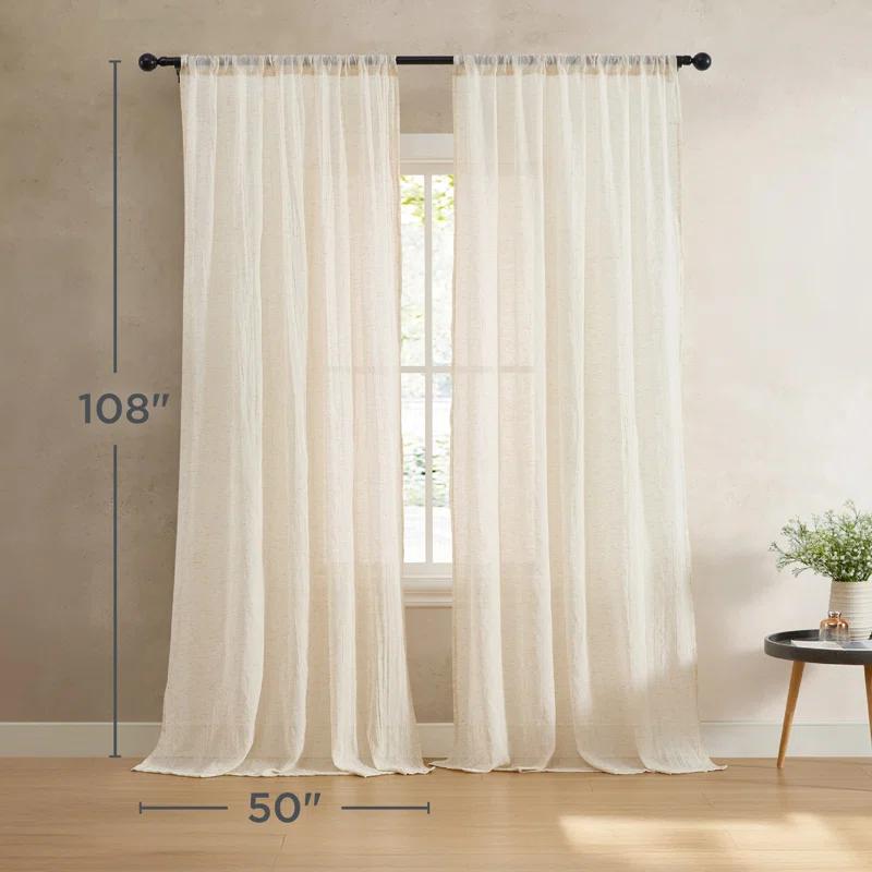 Solid Semi-Sheer Curtain Panels (Set of 2)