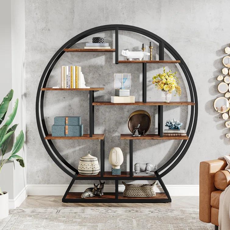 17 Stories Drino 63" H x 59" W Steel Geometric Bookcase