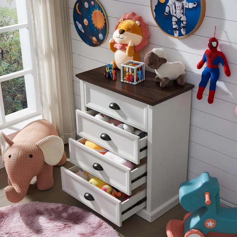 Winston Porter Nadra 4 Drawer Dresser for Bedroom, Chest of Drawers Organizer Storage, Farmhouse Wood Rustic Tall Dresser