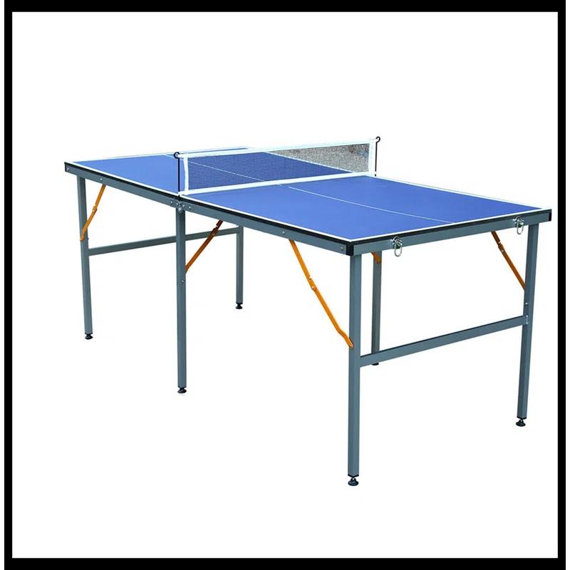 ALPHANEO 6Ft Mid-Size Table Tennis Table Foldable  And  Portable Ping Pong Table Set For Indoor  And  Outdoor Games With Net, 2 Table Tennis Paddles And 3 Balls