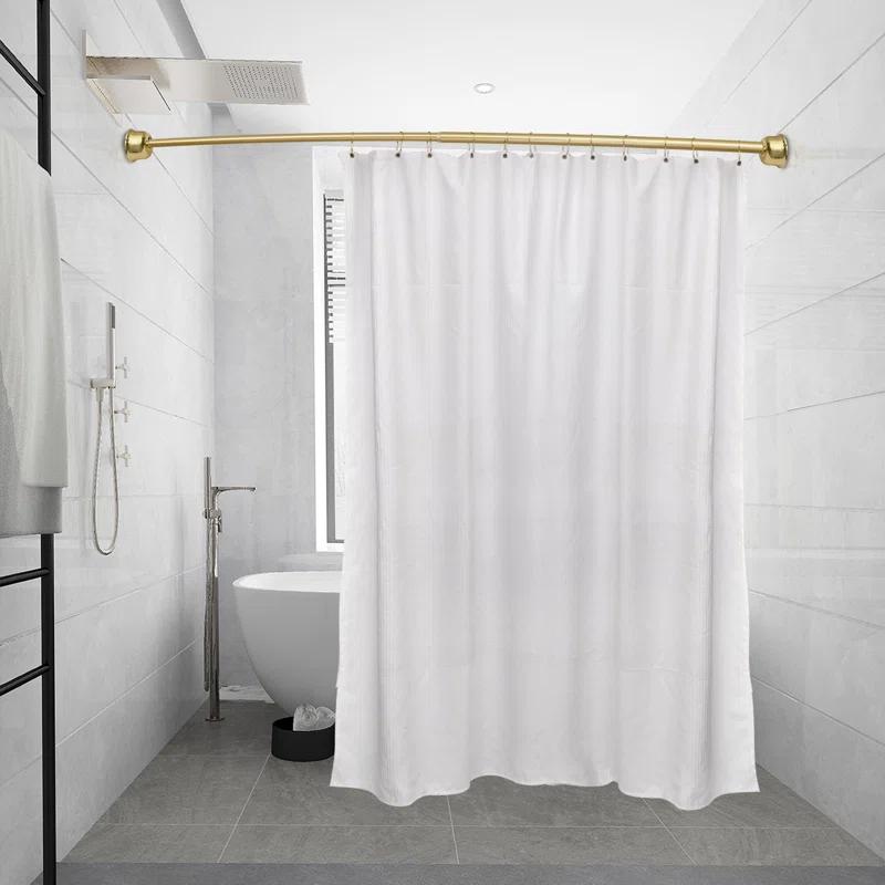 Utopia Alley Utopia Alley Rustproof Fixed Mount Single Curved Shower Rod, Aluminum, adjustable from 45" to 72" Wide