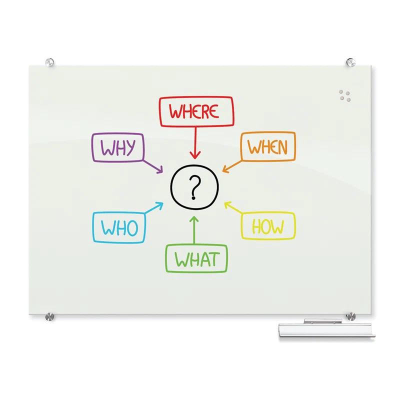 MooreCo Visionary Magnetic Wall Mounted Glass Dry Erase Board