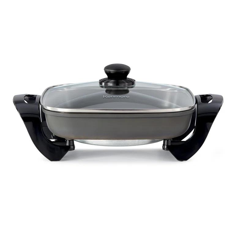 Kenmore Kenmore Electric Skillet with Non-Stick Coating Surface and Tempered Glass Lid, 12"x12"