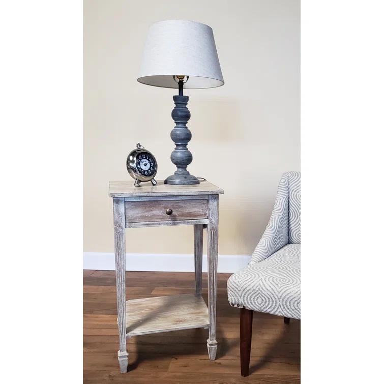 Coastal Chic Acacia Wood Rectangular Side Table with Storage