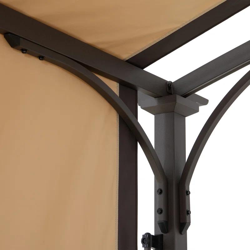 Sunjoy Sunjoy Lindt 9.5 x 11 ft. Outdoor Steel Arched Pergola with Adjustable Canopy for Patio, Backyard, and Garden