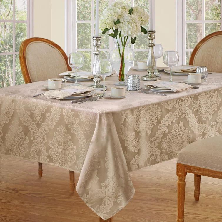 Ophelia & Co. Burchfield Solid Floral Jacquard Damask Polyester Tablecloth