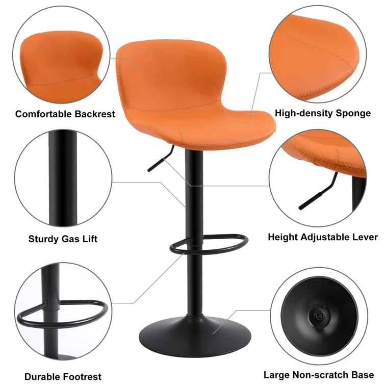 George Oliver Illyas Swivel Upholstered Adjustable Height Counter Stool with Metal Frame