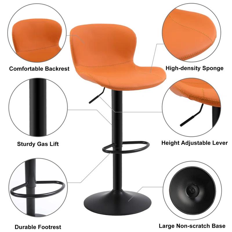 Illyas Swivel Upholstered Adjustable Height Counter Stool with Metal Frame