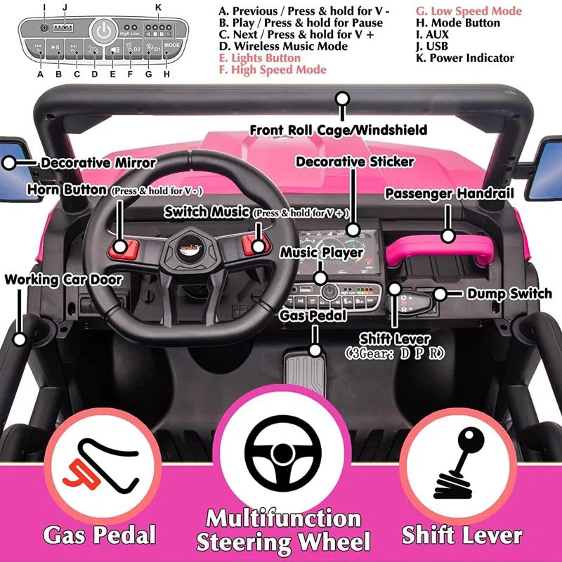 Himimi Delia Himimi 24 Voltage  Ride On Dump Truck, 2 Seater Kids UTV with Electric Dump Bed, Remote Control