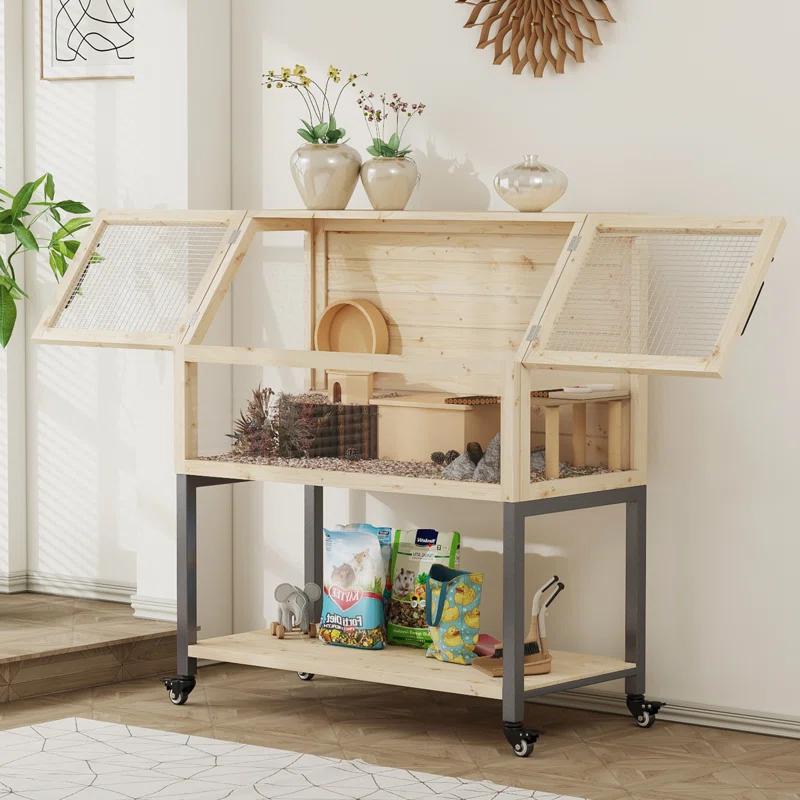Tucker Murphy Pet™ Wooden Hamster Cage With Storage Shelf,Ventilated Small Animal Cage For Guinea Pig,Rat,Hedgehog,Chinchilla,Large Hamster Cages And Habitats With Acrylic Panels & Reviews | Wayfair