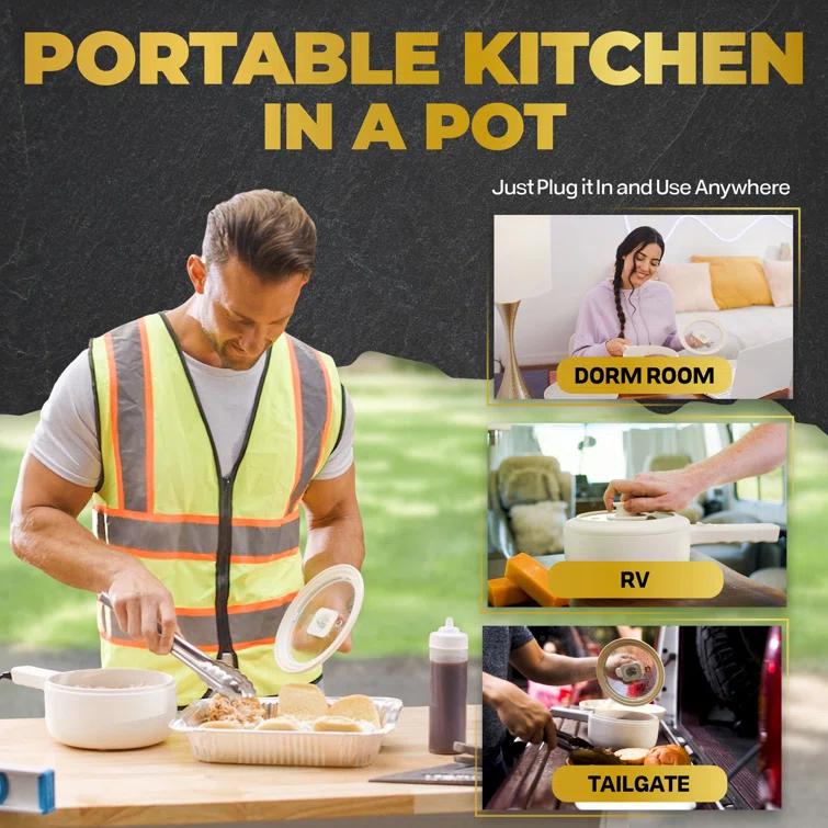 Ceramax Ceramax Electric Hot Pot 2.5 Liters Nonstick Ceramic Skillet Pan Mini Cooker With Lid Steamer
