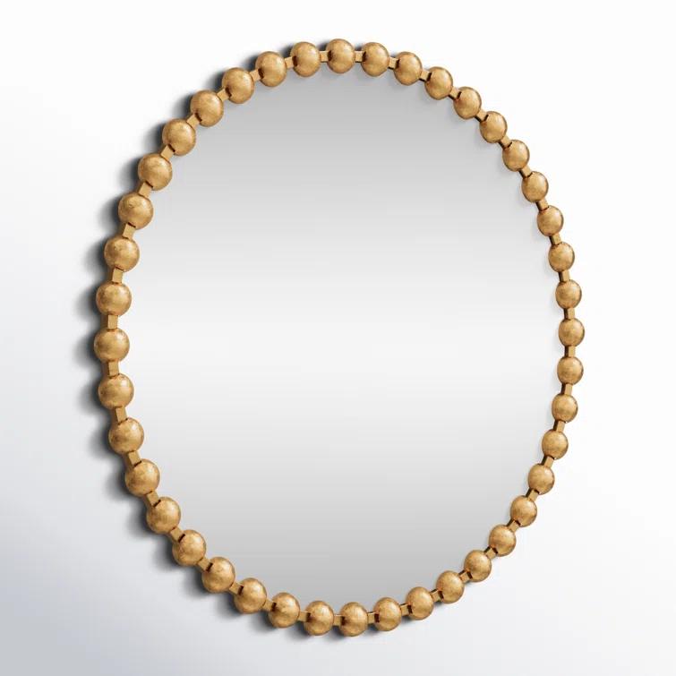 Marlowe Beaded Round Metal Wall Mirror