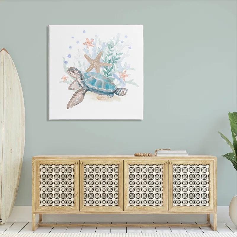 Stupell Industries " Mixed Sea Life Tortoise Swimming " by Lanie Loreth Painting Print