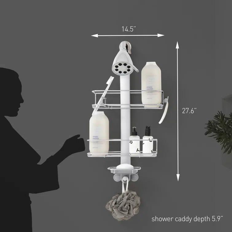 Simplehuman Medium Adjustable Shower Caddy, Stainless Steel/Anodized Aluminum Rust-Proof Frame