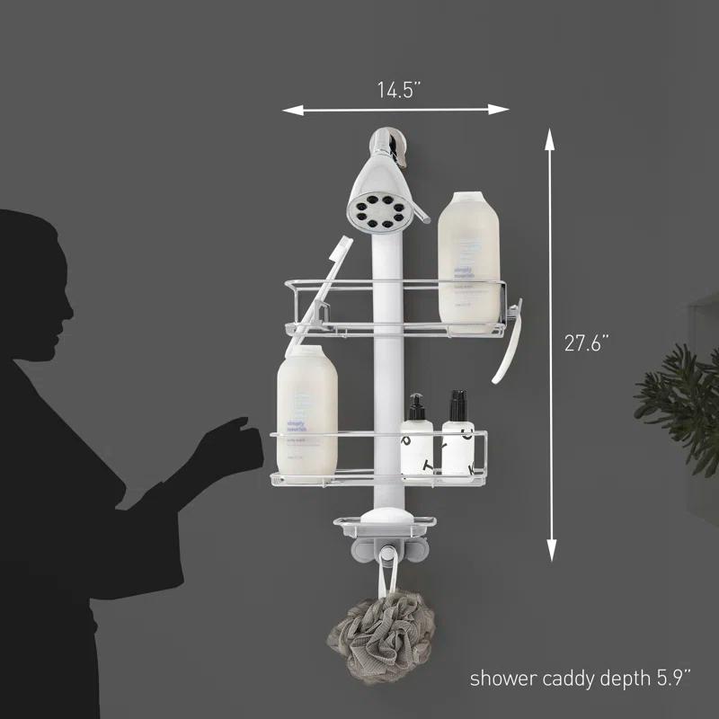 Simplehuman Medium Adjustable Shower Caddy, Stainless Steel/Anodized Aluminum Rust-Proof Frame
