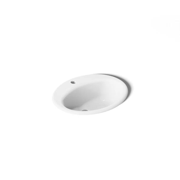 Farmington Metal Oval Drop-In Bathroom Sink with Overflow