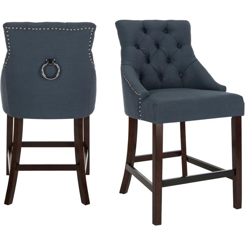 Rosdorf Park Balyon Upholstered Counter Stool with Solid Wood Frame (Set of 2)