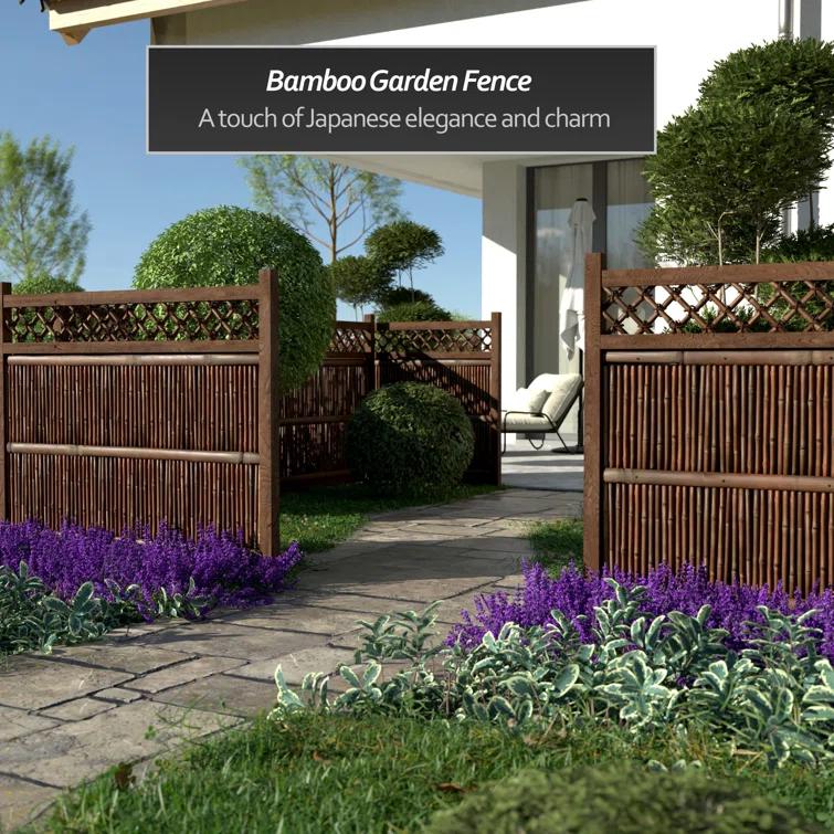 Red Lantern 4 ft. x 5 ft. Kogeta Zen Garden Bamboo Fence Panel