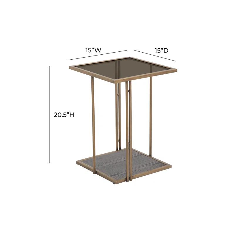 Emma Brown and Gold Glass Square Side Table